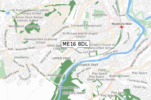 ME16 8DL map - small scale - OS Open Zoomstack (Ordnance Survey)