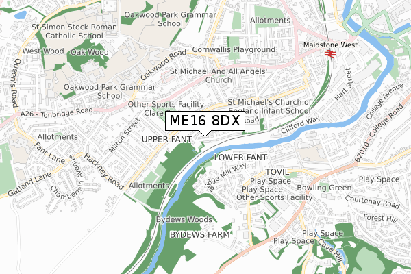 ME16 8DX map - small scale - OS Open Zoomstack (Ordnance Survey)
