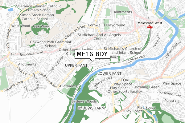 ME16 8DY map - small scale - OS Open Zoomstack (Ordnance Survey)