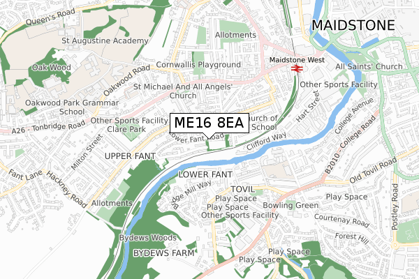 ME16 8EA map - small scale - OS Open Zoomstack (Ordnance Survey)