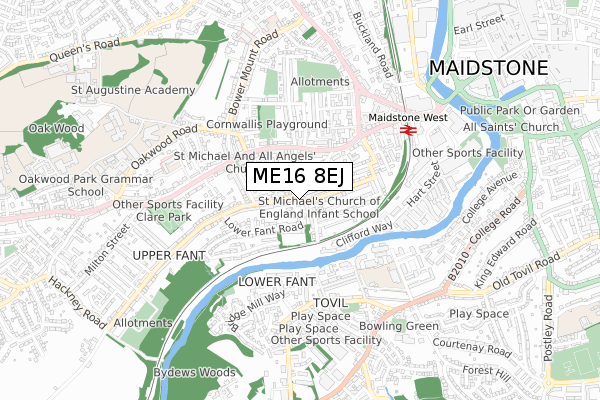 ME16 8EJ map - small scale - OS Open Zoomstack (Ordnance Survey)