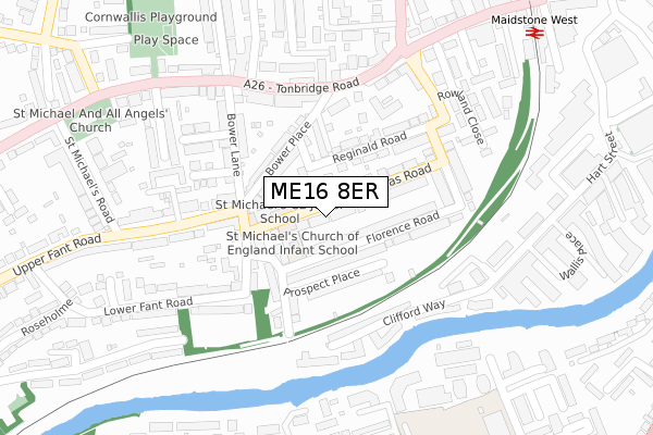 ME16 8ER map - large scale - OS Open Zoomstack (Ordnance Survey)