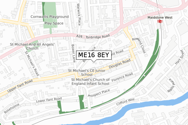 ME16 8EY map - large scale - OS Open Zoomstack (Ordnance Survey)