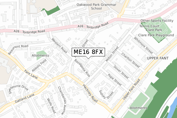 ME16 8FX map - large scale - OS Open Zoomstack (Ordnance Survey)