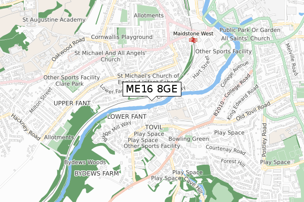 ME16 8GE map - small scale - OS Open Zoomstack (Ordnance Survey)