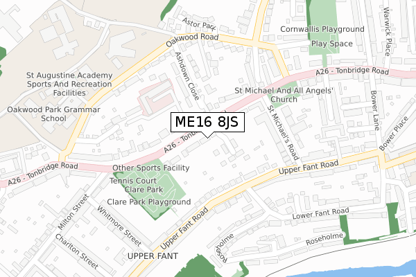 ME16 8JS map - large scale - OS Open Zoomstack (Ordnance Survey)