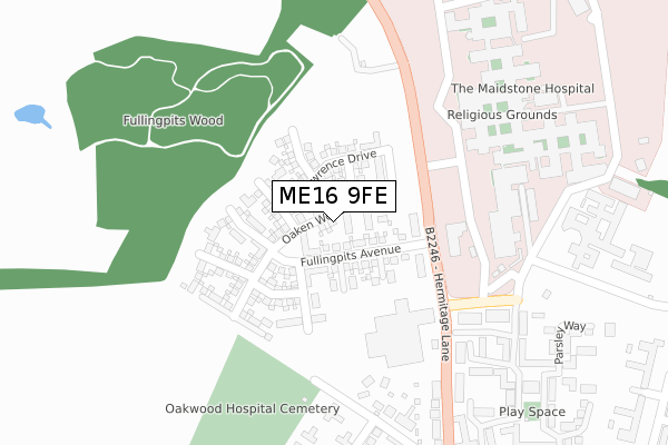 ME16 9FE map - large scale - OS Open Zoomstack (Ordnance Survey)