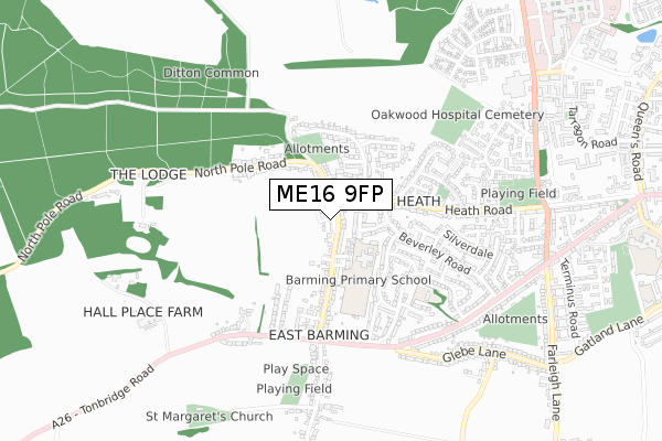 ME16 9FP map - small scale - OS Open Zoomstack (Ordnance Survey)