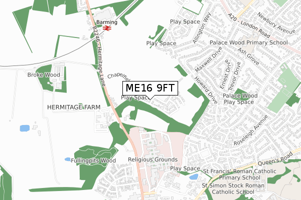 ME16 9FT map - small scale - OS Open Zoomstack (Ordnance Survey)