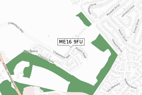 ME16 9FU map - large scale - OS Open Zoomstack (Ordnance Survey)