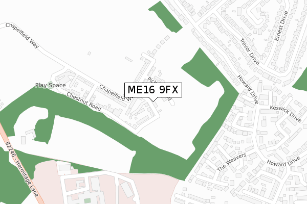 ME16 9FX map - large scale - OS Open Zoomstack (Ordnance Survey)