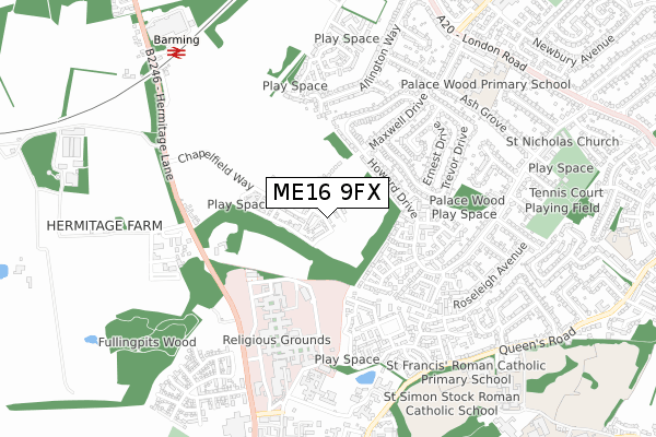 ME16 9FX map - small scale - OS Open Zoomstack (Ordnance Survey)