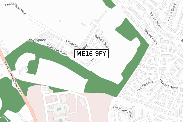 ME16 9FY map - large scale - OS Open Zoomstack (Ordnance Survey)