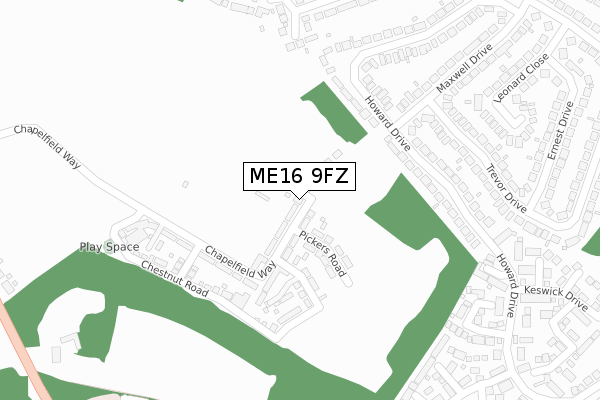 ME16 9FZ map - large scale - OS Open Zoomstack (Ordnance Survey)