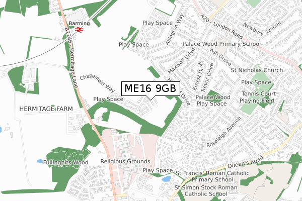 ME16 9GB map - small scale - OS Open Zoomstack (Ordnance Survey)