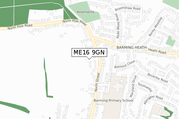 ME16 9GN map - large scale - OS Open Zoomstack (Ordnance Survey)