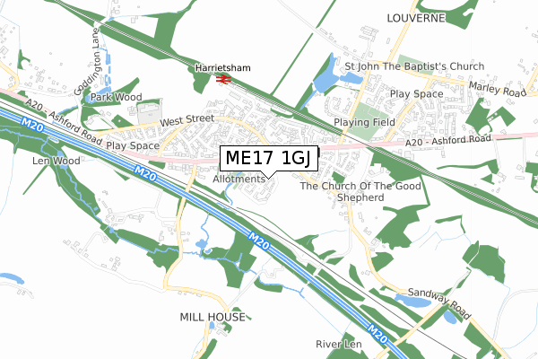 ME17 1GJ map - small scale - OS Open Zoomstack (Ordnance Survey) ME17 1GJ map - small scale - OS Open Zoomstack (Ordnance Survey)