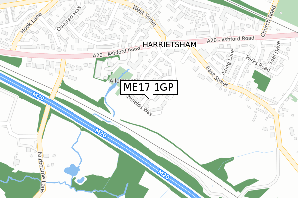 ME17 1GP map - large scale - OS Open Zoomstack (Ordnance Survey)