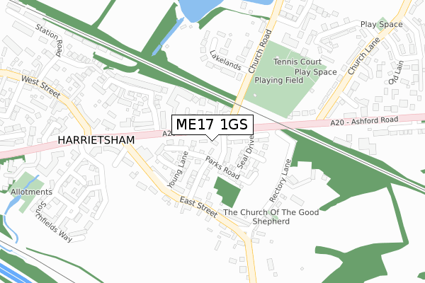 ME17 1GS map - large scale - OS Open Zoomstack (Ordnance Survey)