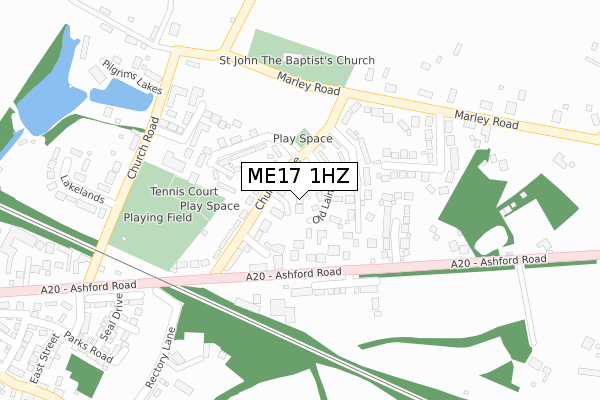 ME17 1HZ map - large scale - OS Open Zoomstack (Ordnance Survey)