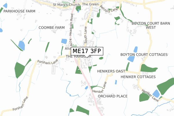 ME17 3FP map - small scale - OS Open Zoomstack (Ordnance Survey)