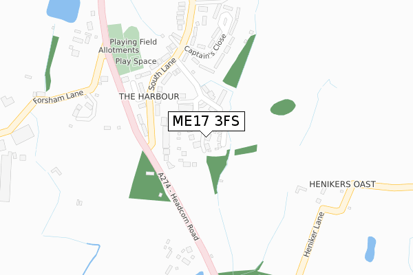 ME17 3FS map - large scale - OS Open Zoomstack (Ordnance Survey)