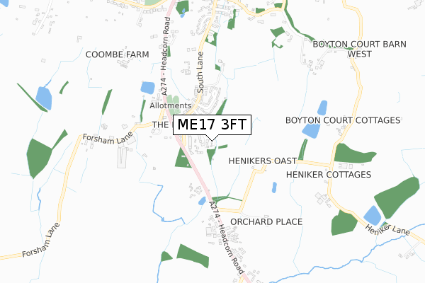 ME17 3FT map - small scale - OS Open Zoomstack (Ordnance Survey)