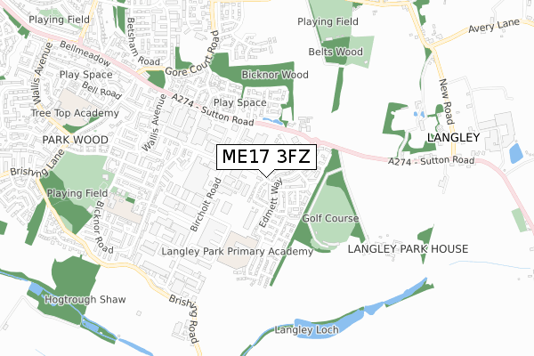 ME17 3FZ map - small scale - OS Open Zoomstack (Ordnance Survey)