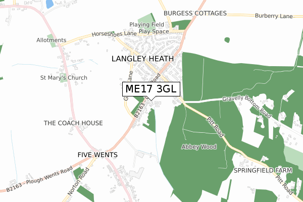ME17 3GL map - small scale - OS Open Zoomstack (Ordnance Survey)