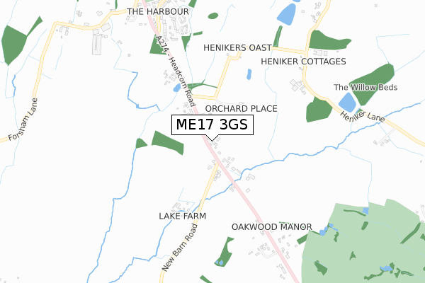 ME17 3GS map - small scale - OS Open Zoomstack (Ordnance Survey)