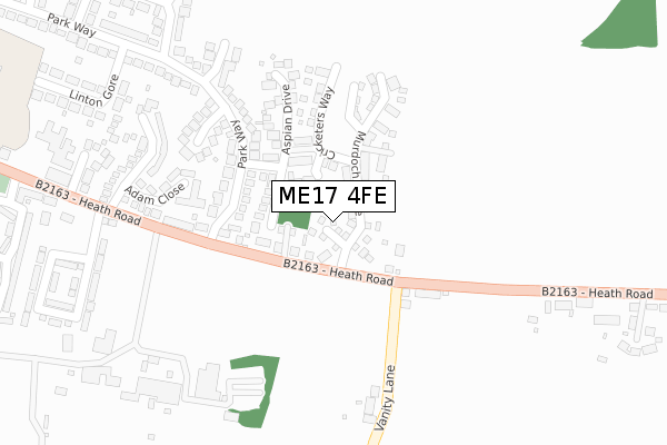 ME17 4FE map - large scale - OS Open Zoomstack (Ordnance Survey)