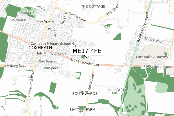 ME17 4FE map - small scale - OS Open Zoomstack (Ordnance Survey)