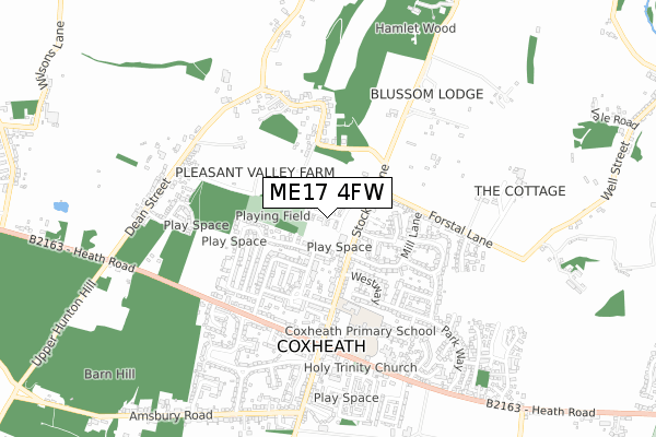 ME17 4FW map - small scale - OS Open Zoomstack (Ordnance Survey)