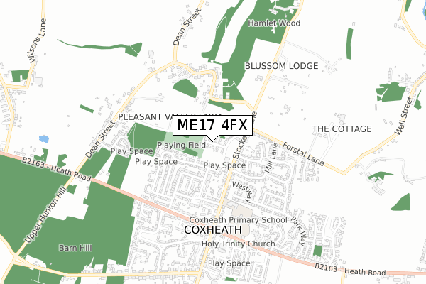 ME17 4FX map - small scale - OS Open Zoomstack (Ordnance Survey) ME17 4FX map - small scale - OS Open Zoomstack (Ordnance Survey)