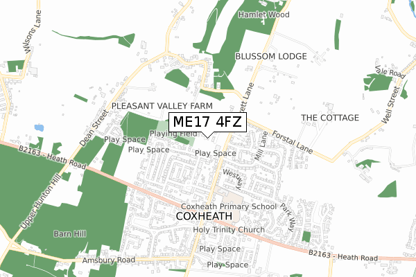 ME17 4FZ map - small scale - OS Open Zoomstack (Ordnance Survey)