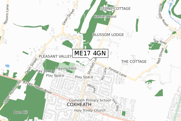 ME17 4GN map - small scale - OS Open Zoomstack (Ordnance Survey) ME17 4GN map - small scale - OS Open Zoomstack (Ordnance Survey)