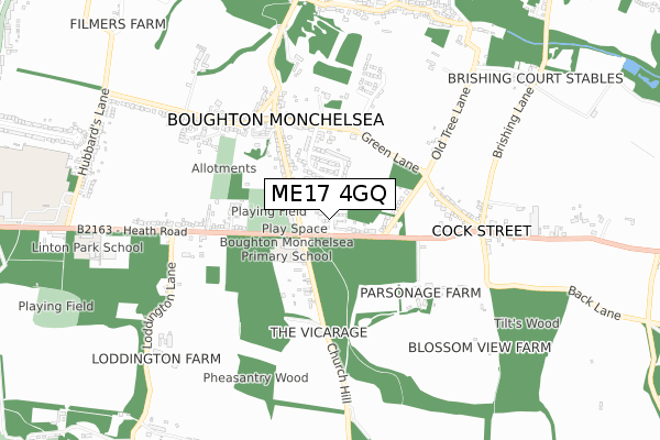 ME17 4GQ map - small scale - OS Open Zoomstack (Ordnance Survey)