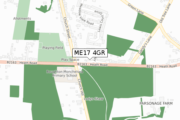 ME17 4GR map - large scale - OS Open Zoomstack (Ordnance Survey)