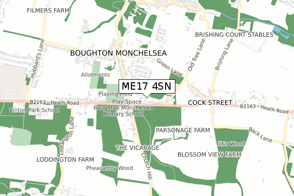 ME17 4SN map - small scale - OS Open Zoomstack (Ordnance Survey)