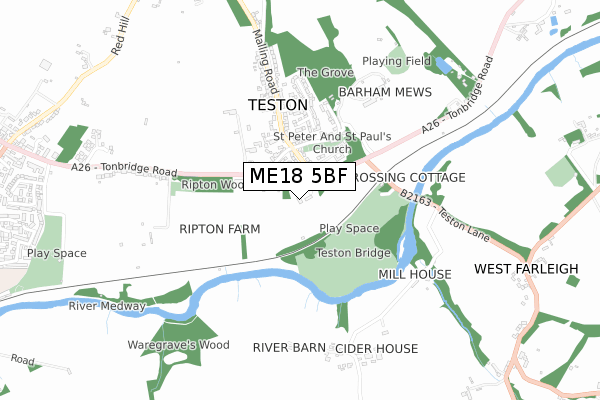 ME18 5BF map - small scale - OS Open Zoomstack (Ordnance Survey) ME18 5BF map - small scale - OS Open Zoomstack (Ordnance Survey)