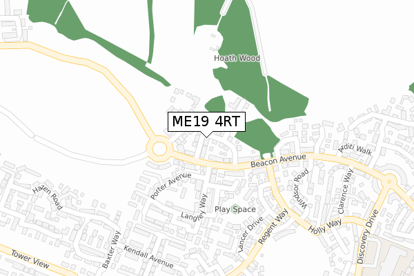 ME19 4RT map - large scale - OS Open Zoomstack (Ordnance Survey)