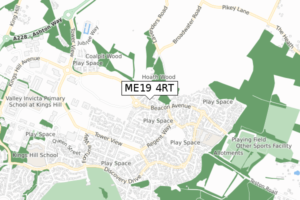 ME19 4RT map - small scale - OS Open Zoomstack (Ordnance Survey)