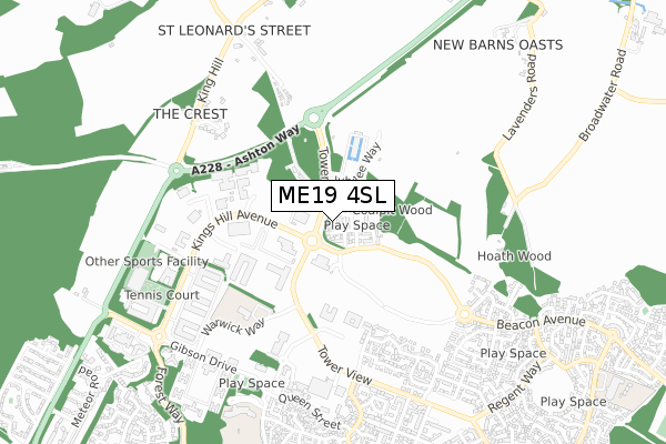 ME19 4SL map - small scale - OS Open Zoomstack (Ordnance Survey)