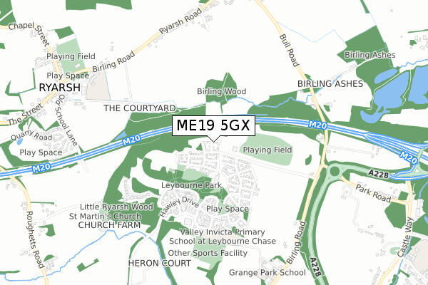ME19 5GX map - small scale - OS Open Zoomstack (Ordnance Survey) ME19 5GX map - small scale - OS Open Zoomstack (Ordnance Survey)