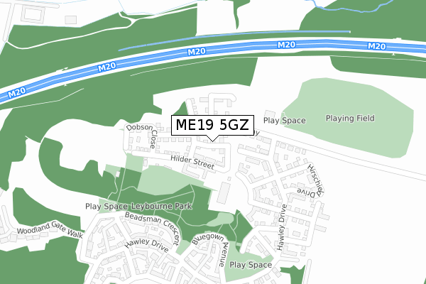 ME19 5GZ map - large scale - OS Open Zoomstack (Ordnance Survey)