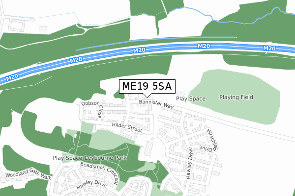 ME19 5SA map - large scale - OS Open Zoomstack (Ordnance Survey)