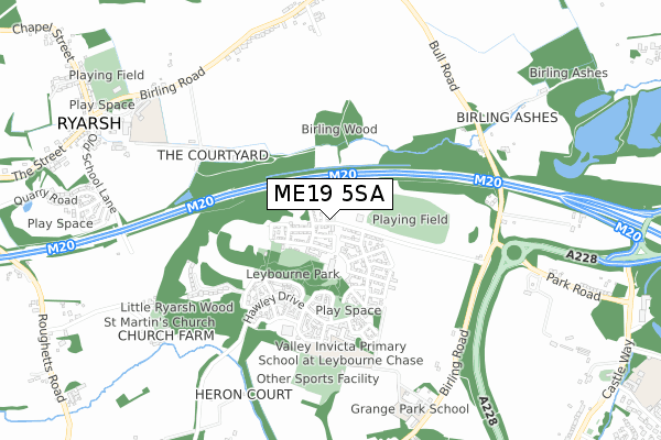 ME19 5SA map - small scale - OS Open Zoomstack (Ordnance Survey)