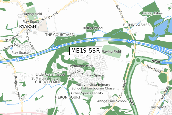 ME19 5SR map - small scale - OS Open Zoomstack (Ordnance Survey)