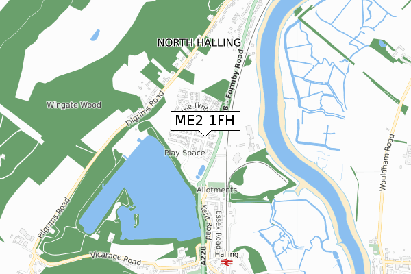 ME2 1FH map - small scale - OS Open Zoomstack (Ordnance Survey)