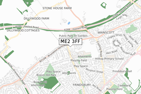 ME2 3FF map - small scale - OS Open Zoomstack (Ordnance Survey)